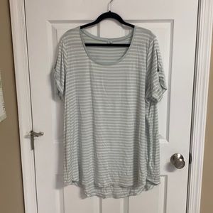 Twist-shoulder striped luxe tunic
